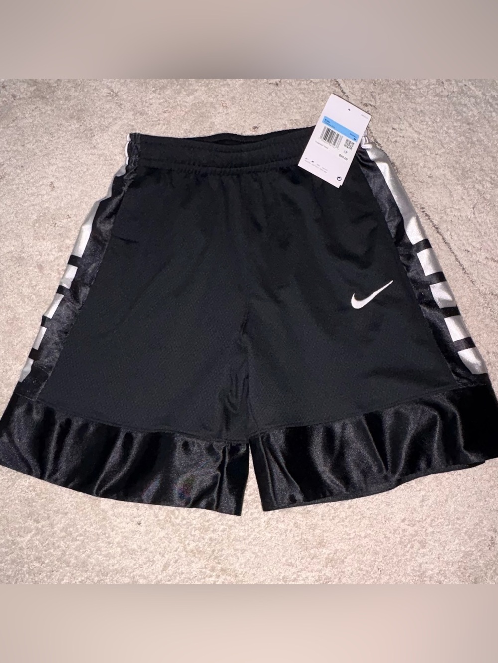 Nike Black Kids Athletic Shorts with White Swoosh